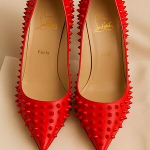Christian Louboutin Pink Patent Leather Pigalle Spikes Pumps Size 40